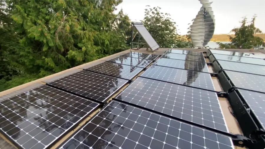 Rows of rooftop solar panels on a newer northwest Las Vegas home